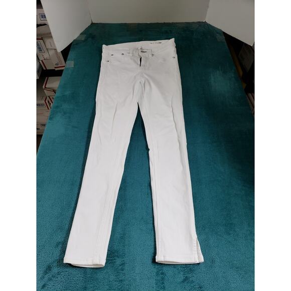 Rag & Bone Jeans Size 26 White Stretch Denim Pants Mid Rise Ladies Capri - Picture 1 of 13